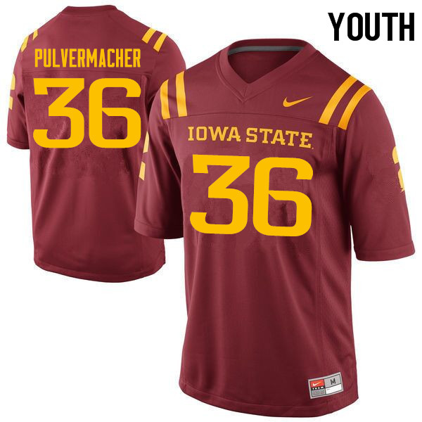 Iowa State Cyclones Youth #36 Chandler Pulvermacher Nike NCAA Authentic Cardinal College Stitched Football Jersey EY42T87ZK